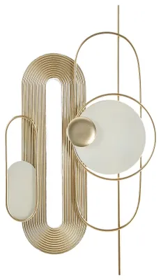 Produktbild von BELIANI Wanddekoration Gold Metall 92 cm Handgefertigt Handbemalt Abstraktes Design Moderner Stil Wandobjekt Wanddeko