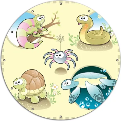 Produktbild von Wallario rundes Outdoor-Poster für Garten oder Balkon, Motiv Lustige Comictiere, 120 cm Durchmesser