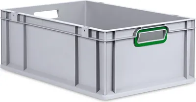 Produktbild von Eurobox NextGen Color | HxBxT 22x40x60cm | 44 Liter | Griffe grün offen | Verstärkter Boden | Grau | Eurobehälter, Transportbox, Transportbehälter, Stapelbehälter