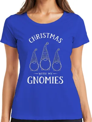 Produktbild von Christmas with my Gnomies Weihnachten Weihnachtswichtel Gnome Damen T-Shirt, Blau, XL