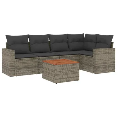 Produktbild von vidaXL 6-tlg. Garten-Sofagarnitur mit Kissen Grau Poly Rattan