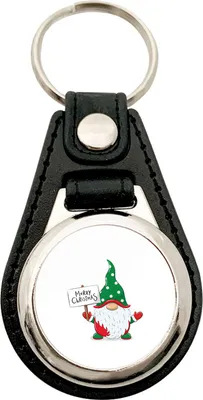 Produktbild von Huuraa Schlüsselanhänger Wichtel Merry Christmas Metall mit Kunstleder Schlüsselring Einkaufswagenchip Geschenkidee
