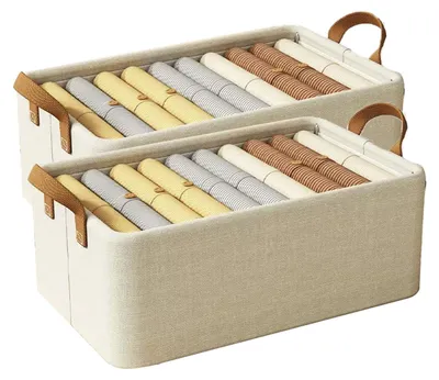 Image de Lot de 2 paniers de rangement pliables avec poignées