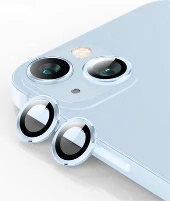 Image de Pour Apple iPhone 15 / 15 Plus : verre de protection pour objectif de caméra, verre trempé H9, bleu clair
