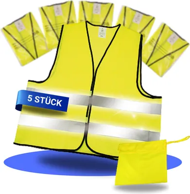 Produktbild von Warnweste "Standard" 5er Set im Etui neon-gelb