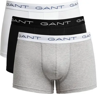 Image de GANT Hommes Boxer, Lot de 3 - Trunks, Coton Stretch Noir/Blanc/Gris S
