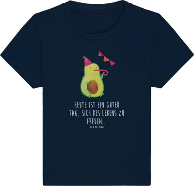 Produktbild von Mr. & Mrs. Panda  T-Shirt Avocado Party 0. - 6. Monat - French Navy - Geschenk, Babyshirt, Happy Birthday, Baby, Feierei, Avocados, Geburtstag, Kleinkind Shirt