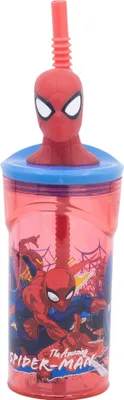 Zdjęcie produktu dla Kubek Spiderman 3D dla dzieci 360 ml ze słomką i pokrywką z figurką