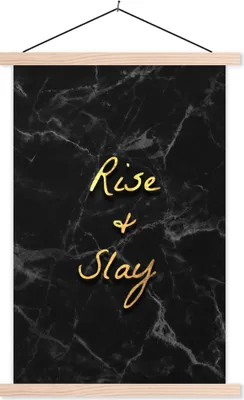 Produktbild von MuchoWow® Textilposter Zitate - Sprichwörter - Gold - Marmor 60x90 cm mit holzfarbenen Rahmen - Textil