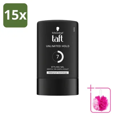 Productafbeelding van 15 x Taft Men Power Styling Gel Unlimited Hold 7 - 300 ml - Voordeelverpakking - 15 stuks