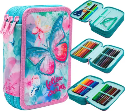 Produktbild von COOLPACK JUMPER 3 gefülltes Federmäppchen Federmappe Schülermäppchen Federtasche Schmetterling