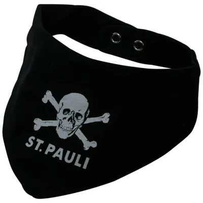 Produktbild von FC St. Pauli Baby Dreieckstuch Totenkopf, Original Fanartikel, Schwarzes Halstuch mit Totenkopf, 100% Baumwolle