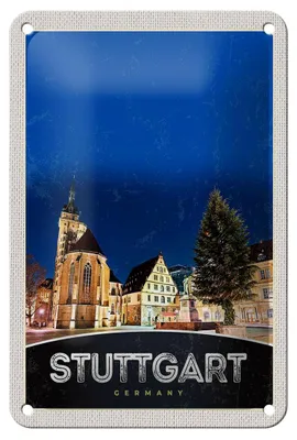 Produktbild von Blechschild Reise 12x18cm Stuttgart Altstadt Gebäude Architektur Schild