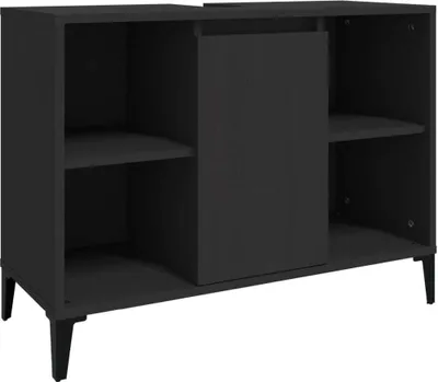 Produktbild von vidaXL Waschbeckenunterschrank Schwarz 80x33x60 cm Holzwerkstoff