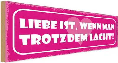 Produktbild von vianmo Holzschild 10x27 cm Liebe wenn man trotzdem lacht Dekoration