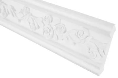 Produktbild von GRAND DECOR Stuckleisten Decke Barock Stil, PolyurethanHartschaum & Flexibel - 2m Deckenleisten gemustert Deckenzierleisten Stukatur (2 Meter C739 weiß)