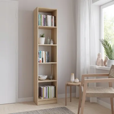 Produktbild von Regal Sonoma - Hellbraun - 182 cm - 5 Fächer - Schmal - Bücherregal - Holz