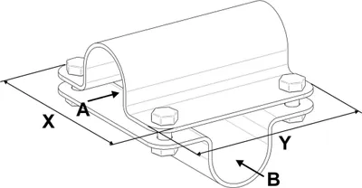 Produktbild von Querschelle 2-teilig, A 2" (60,3 mm) x B 2" (60,3 mm)