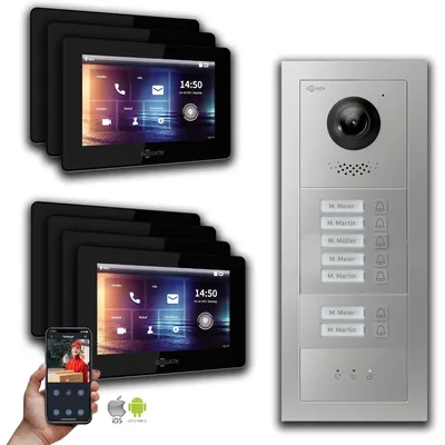 Produktbild von Goliath IP Video Türsprechanlage: 7-Zoll 7 Familienhaus, Anzeige, Silber : 7 Zoll Schwarz : Aufputz Dose Monitor Farbe: 7 Zoll Schwarz Montage: Aufputz Dose