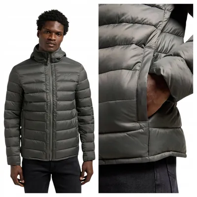 Immagine prodotto di Lee | Giacca imbottita da uomo, grigia, con cappuccio, ideale per l'inverno, trapuntata, calda, taglia S