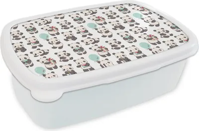Produktbild von KitchenYeah® Lunchbox Brotzeit Brotdose 17x11 cm Geschenk - Panda - Muster Kinder Brotzeitdose - Lunch Box - Kinder - Sandwich-Box - Schulbox - Lunch Boxen