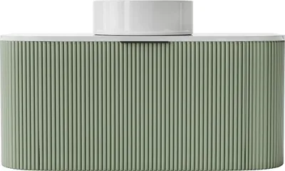 Produktbild von Waschbeckenunterschrank hängend mit Aufsatzwaschbecken - Streifenoptik - Grün matt - 100 cm - LOMERI