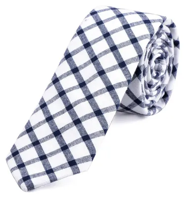 Produktbild von DonDon Herren Krawatte 6 cm kariert weiß-blau