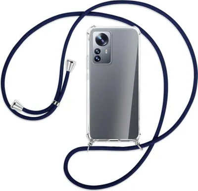 Produktbild von Handykette Backcover-Schutzhülle mit Band (Metall silberfarben) für Xiaomi 12 Pro - dunkelblau