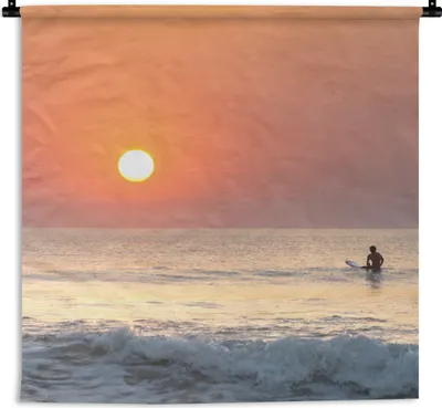 Produktbild von MuchoWow® Wandteppich Wandbehang Meer - Surfen - Sonne 90x90 cm Tapisserie Dekoration Wandtuch - Wandaufhänger