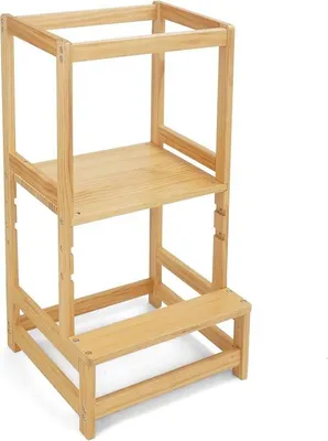 Produktbild von Famanu Leertoren Verstellbar - Naturholz Küchenhilfe für Kinder