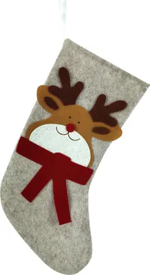 Produktbild von TrendLine Deko Weihnachtsanhänger Filz Socke Rentier 22 x 1 x 37 cm grau
