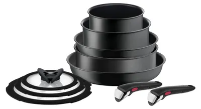 Produktbild von Tefal Ingenio Unlimited Ingenio Ultimate 10-teiliges Set L76491, Gemischtes Set, Schwarz, Aluminium, Titan, Schwarz, Glas