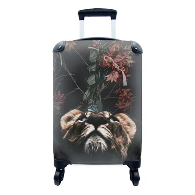 Produktbild von MuchoWow® Koffer Handgepäck Trolley Rollkoffer Kleine Reisekoffer mit 4 Rollen - Tiger - Schmetterling - Blumen - Cabin Size < 55x40x23 cm & 55x40x20 cm - Fotokoffer - Kabinenkoffer - Boardgepäck - Reise-Box - Reisekoffer - Reisegepäck - Koffer mit Bild - Trolley für Kinder