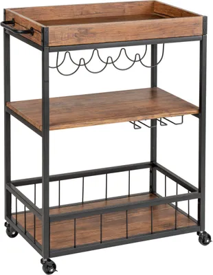 Image de WENKO Chariot de cuisine RUSTICO Plateau de service Support pour bouteilles