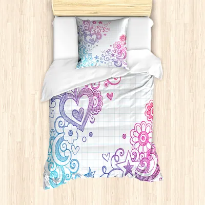 Produktbild von ABAKUHAUS Liebe Mantele, Valentinstag-Strudel, Milbensicher Allergiker geeignet mit Kissenbezügen, 135 cm x 200 cm - 80 x 80 cm, Rosa Violett Blau