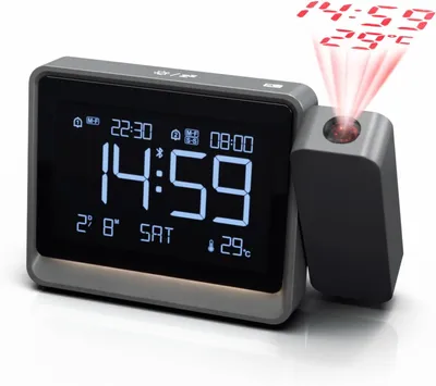 Produktbild von Projektionswecker: Bluetooth-Zeitsynchronisation, stimmungsvolles Nachtlicht, Dual-Alarm – Fokus und Projektion von Uhrzeit und Temperatur einstellbar