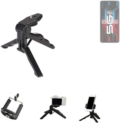 Produktbild von K-S-Trade Stativ Tisch-Ständer Dreibein Handy-Stativ Ständer kompatibel mit Infinix Note 12 Pro 5G Mini-Stativ Smartphone Tripod Handy-Stativ aus