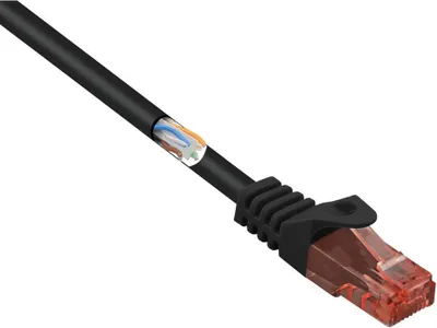 Produktbild von Renkforce RF-5042662 RJ45 Patchkabel CAT 6 U/UTP 15.00 m Schwarz mit Rastnasenschutz, Halogenfrei 1 St.