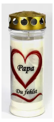 Produktbild von Grabkerze Papa mit 7 Tagen Brenndauer, schöne Grablichter mit Motiv, wetterfeste Trauerkerzen mit Spruch