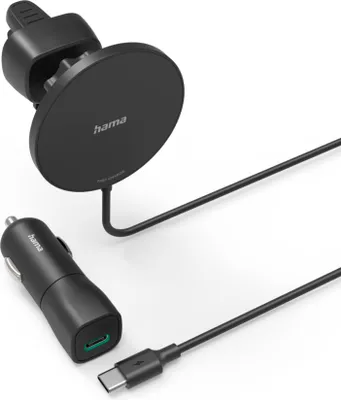 Produktbild von Hama MagCharge Car FC15, Auto, Zigarettenanzünder, Kabelloses Aufladen, Schwarz