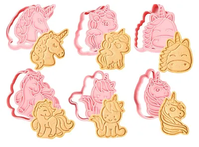 Produktbild von GKA 6 Stück 3D Ausstechformen Einhorn Keksausstecher Plätzchenausstecher Stempel Plätzchen Kekse Ausstecher