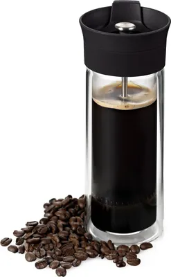 Obrázek produktu pro AdHoc THERMO-GLASS french press hrnek na kávu s dvojitou stěnou černý 300 ml TT25