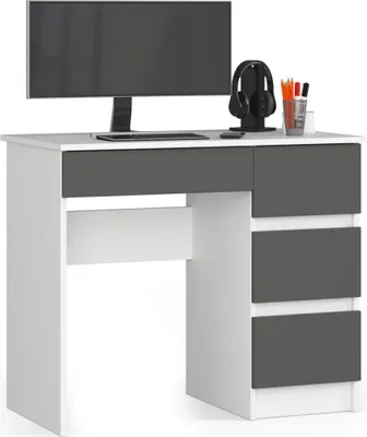 Obrázek produktu pro Psací stůl se šuplíky FENRIC - bílý / šedý, pravé provedení