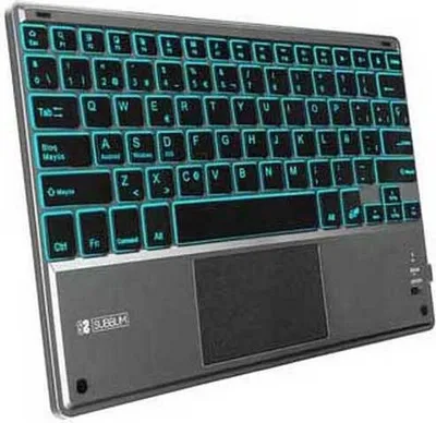 Imagen del producto de SUBBLIM, teclado inteligente con retroiluminación, touchpad, Bluetooth, color gris, distribución QWERTY, idioma español, capacidad para 5 millones de caracteres, compatible con cualquier marca, compatible con todos los dispositivos con conexión Bluetooth como tabletas, ordenadores, etc. Disponible en color y gris