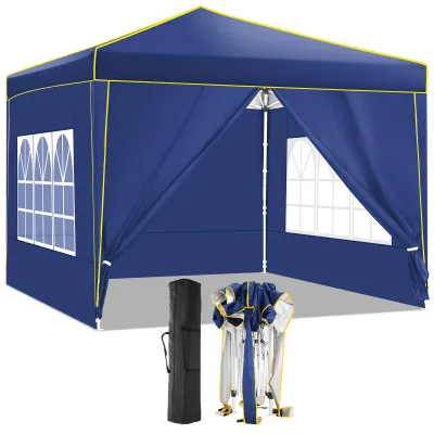 Produktbild von Faltpavillon 3x3m Pop Up Pavillon Faltbar mit 4 Seitenwänden, wasserdicht, UV-Schutz 50+ Gartenzelt Partyzelt, Gartenpavillon für Garten Party