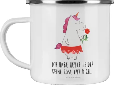 Produktbild von Mr. & Mrs. Panda Kaffeepott Einhorn Dame - Weiß - Geschenk, Bachelor, Einhörner, Unicorn, Blechtasse, Haferl, Teetasse, Pott, Lady, Motivtasse, Emaille Tasse, Freundin