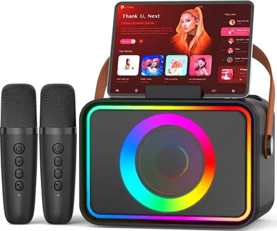 Produktbild von Karaoke Anlage, Karaoke Maschine mit 2 Mikrofonen, 8W Bluetooth Speaker, LED Licht für Party & Familie