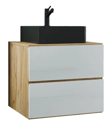 Immagine prodotto di 2pcs lavabo da bagno / lavabo nero larghezza 60 cm / set di mobili da bagno con cassetti / Lendas S BL