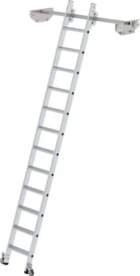Produktbild von Stufen-Regalleiter fahrbar für Doppelregal 12 Stufen