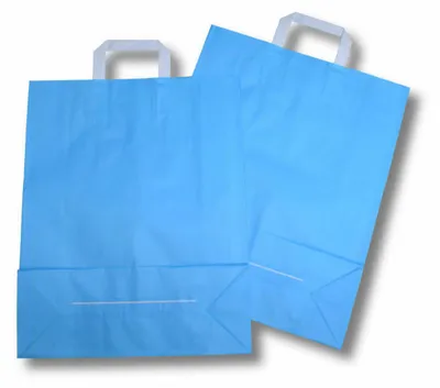Produktbild von 250x Papiertragetaschen aus Kraftpapier 220+100x280mm hellblau